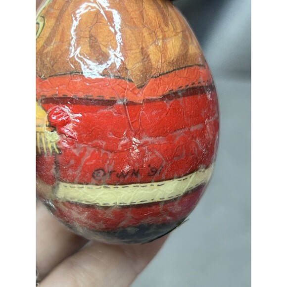 VTG Christmas Ornament 1991 Nutcracker Reindeer Soldier Egg Shaped Lot Signed - Picture 11 of 12